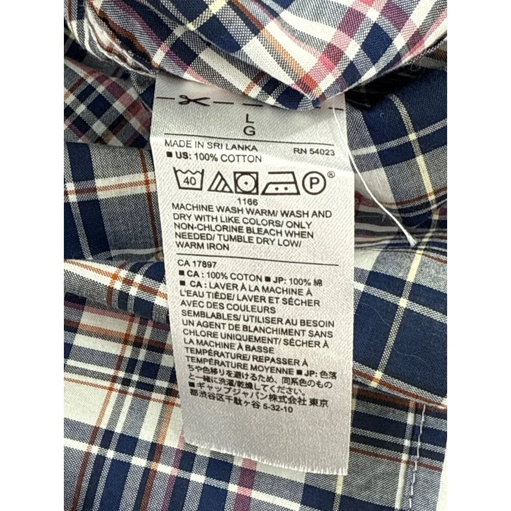Banana Republic Mens Stretch Soft‎ Wash Plaid Shirt L